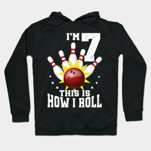 Bowling 7th Birthday Bday Party Kids 7 years Old Bowler Hoodie